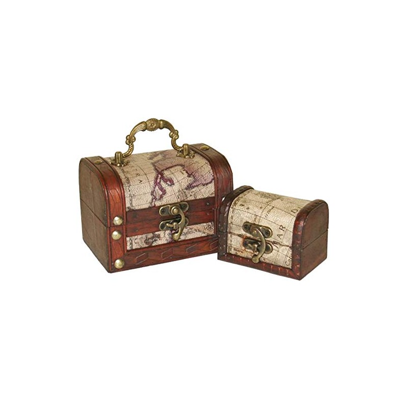 Something Different Wholesale S/2 Map Chests (8/120), Wood, Multicolour, 9.5x9x12.5