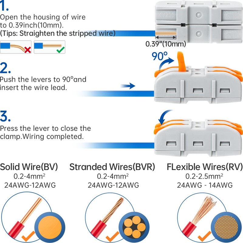 GKEEMARS 50 Pcs Wire Connector, 1 Conductor Compact Splicing Wire