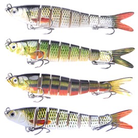 LandReCol Pike bait set, 4 pieces swimbait wobblers, pike, lifelike fish bait for predatory fish, 14 cm length and 26 g weight