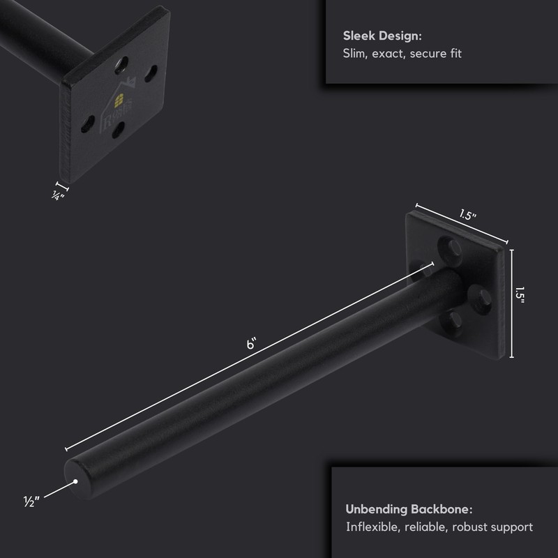 Rose's Rustics Heavy Duty Floating Shelf Bracket 6 Inch Rod