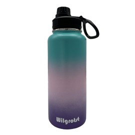 Wilgrotst 32oz Insulated Water Bottles, Wide Mouth Bottle with Straw, Double Walled Stainless Steel Water Bottle with 3 Lids and Handle for Outdoor Camping, Cycling, Gift Box (Hortensia)