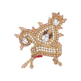 Set of 2 Designer Ladoo Gopal Mukut for Laddu Gopal Devi Maa Radha Krishna Ganesha Indian Traditional God Goddess Sringar Deities Jewellery for God Idol Statue Janmashtami (Idol Size: -2) (Gold, White)
