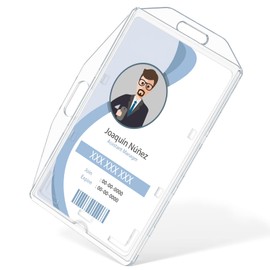 Uniclife 1 Card ID Card Holder with Thumb Slot Single Card Hard Transparent PC Case Protector for Office School ID Credit Card Driving License and Passport 2 Pack