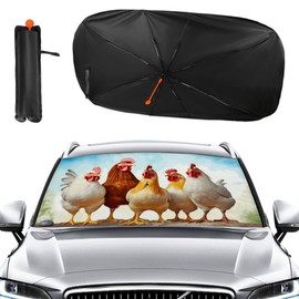 Buyidec Car Windshield Sunshade Umbrella Chicken Roosters Watercolor Farm Animal Foldable Car Windshield Sun Shade Cover Front Window Heat Insulation Protection Fit Most Vehicle 57 X 30 in