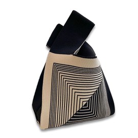 Women's Knit Wrist Bag, Fashionable and Minimalist Small Handbag, Portable Canvas Bag, Suitable for Shopping, Work (Stripe)