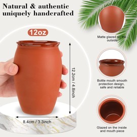 Gejoy 18 Pcs 12 oz Cantaritos De Barro Mexicanos Mini Cantaritos Shooters Pottery Cocktail Glasses for Margaritas Mojitos Mexican Mexicanos Cocktail Cups (Terracotta Color)