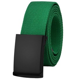 Falari Canvas Web Belt Fully Adjustable Cut to Fit Golf Belt Flip Top Buckle, 1pk Black Buckle - Kelly Green, Fit waist 29-47"