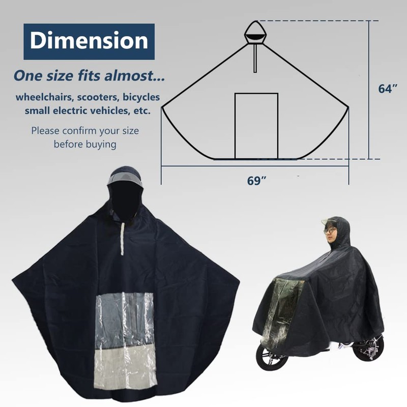 SunMelt Elderly Mobility Scooter Poncho, Wheelchair Rain Cape Cover Bicycle