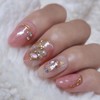 Pink Flower Handmade Nail Tips - Long Ballerina / 분홍이플라워