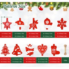 ilauke Christmas Wooden Pegs 60Pcs, Christmas Card Holder, Christmas Light Clips, Mini Pegs for Photos Lights String, Xmas Craft Wooden Clips