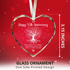 50th Anniversary Wedding Gifts - Gifts for 50th Anniversary - 50th 2024 Wedding Anniversary Ornament - Christmas Anniversary Ornament for Couple, Her, Him, Wife, Husband, Parents - Glass Ornament