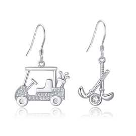 Golf Earrings 925 Sterling Silver Golf Earrings Jewellery with Golf Theme Gifts for Women Golf Lovers, Silver, No Gemstone