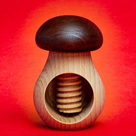 SIKORA NK-P Nutcracker Made of Beech Wood as Mushroom Figure with Screw Thread for Walnuts, Colour/Model: 02 Brown Cap