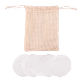 PACKOVE 1set Reusable Fiber Makeup Remover Pads Set Washable Face Pads with Storage Bag for Daily Cleansing Gentle Skin Care and Makeup Removal 6pcs