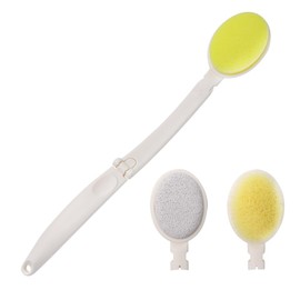 Hsthe Sea 3 in 1 Back Scrubber for Shower, Back Lotion Applicator with Long Handle and 3 Interchangeable Heads, for Improving Blood Circulation, Cellulite Massage