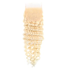 Sent Hair 4 * 4 613 Blonde Lace Closure Human Hair Deep Wave Free Part with Baby Hair Brazilian Human Hair Closure 18 inch