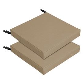 Easy-Going 22x22x3 in 2 Pack Waterproof Outdoor Chair Cushion Non-Slip Patio Garden Couch Seat Cushion with Zipper and Adjustable Straps Camel