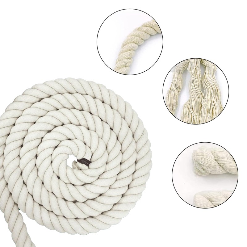 10 mm Wide Cotton Rope 4 m Long Rope White