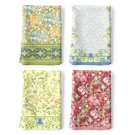Arquiel 4Pcs Vintage Flower Kitchen Tea Towels 100% Cotton Colorful Leaves Hand Towels Multiple Uses Quick Dry Dish Cloth for Table, Kitchen Decor, Housewarming Gifts