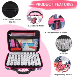 AYIYUN 70 Slots Diamond Painting Storage Containers, 5d Diamond Art Accessories and Tools, Diamond Painting Accessories Kit DIY Art Craft Jewelry Beads Rhinestones Organizer Box(Pink)