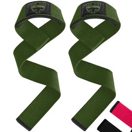 FIGHTSENSE Fitness Lifting Straps for Strength Training (Lifitng Straps) Weight Lifting Straps for Men Women, Neoprene Padded, Webbed Cotton Gym Wrist Strap (Fitness Straps) (Army Green)