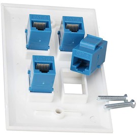 tunghey Ethernet Wall Plate 3 Port 1Port Coax,Cat 6 Wall Plate Female-Female Compatible with Cat7/6/6e/5/5e Ethernet Devices (3Cat6 1F)