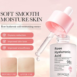 Face Rose Hyaluronic Acid 98% Moisturizing Essence Facial Serum Hydration Shrink Pores Anti-Oxidation Nourishes 30ml / 1fl.oz