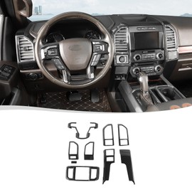Voodonala for F-150 2015-2020 Center Console Interior Trim Cover Kits Compatible with Ford F150 2015-2020(9Pcs/Set,Carbon Fiber Black)