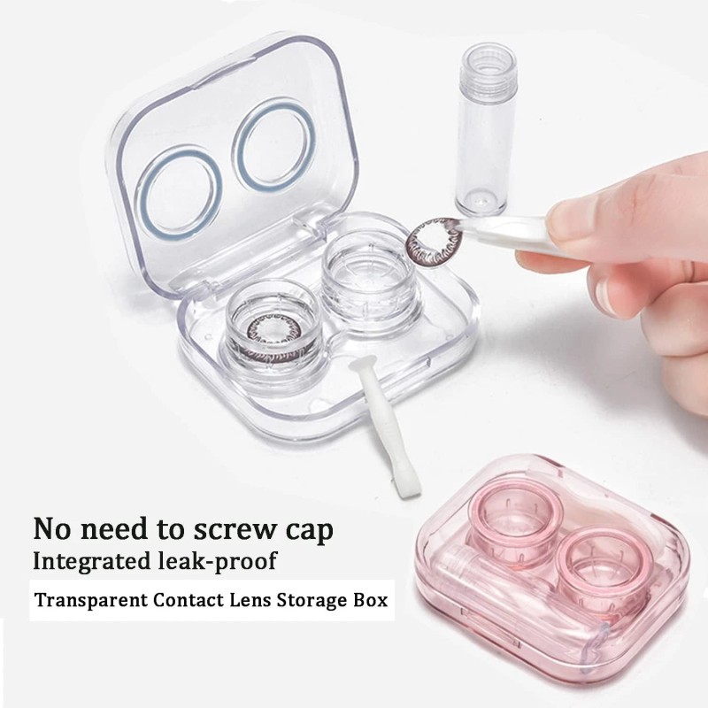 4 Pack Flip Top Clear Contact Lens Case Travel Kit,