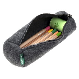 eduGREEN® - Set of 18 - 12 Colouring Pencils, 4 Pens (Gold, Silver, Graphite, White) with Quality Refill in Grass Box Includes Can Sharpener and Felt Pencil Made from Recycled Felt