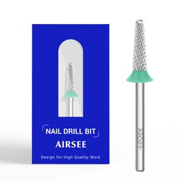 AIRSEE Tungsten Carbide Acrylic Nail Drill Bit Efile Electric File Machine Head Tip for Manicure Polishing Art Remove Gel 3/32" 2 Way Safety Use Ball Top Tapered Bit Cone Shape Coarse-C