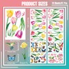 Spring Tulip Window Clings, 61 Pcs Butterfly Tulip Flower Hummingbird
