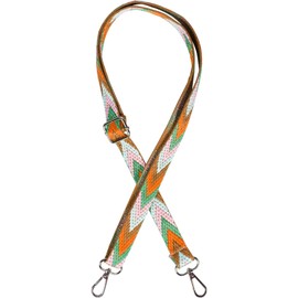 styleBREAKER Narrow Bag Shoulder Strap Adjustable with Colourful Zigzag Pattern, Changing Bag Strap, Unisex 02013023, Green-rose-orange