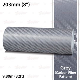 8.0" | 203mm Self-Adhesive Vinyl Pin Stripe Roll Decal Sticker Tape 32ft 9.80m - CARBON FIBER GRAY, Universally Compatible for Cars, Trucks, Vans, Motorcycles, Bikes, Helmets, Arts & Crafts