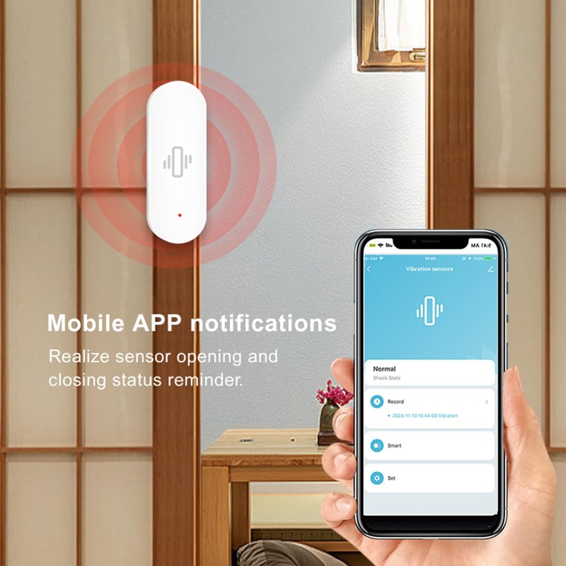 WiFi Vibration Sensor: Smart Door Window Sensor with App Alerts,