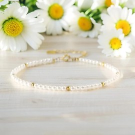 Unbranded Natural 3mm Pearls Healing White Beads Stone Dainty Women Bracelet Gift for Mom