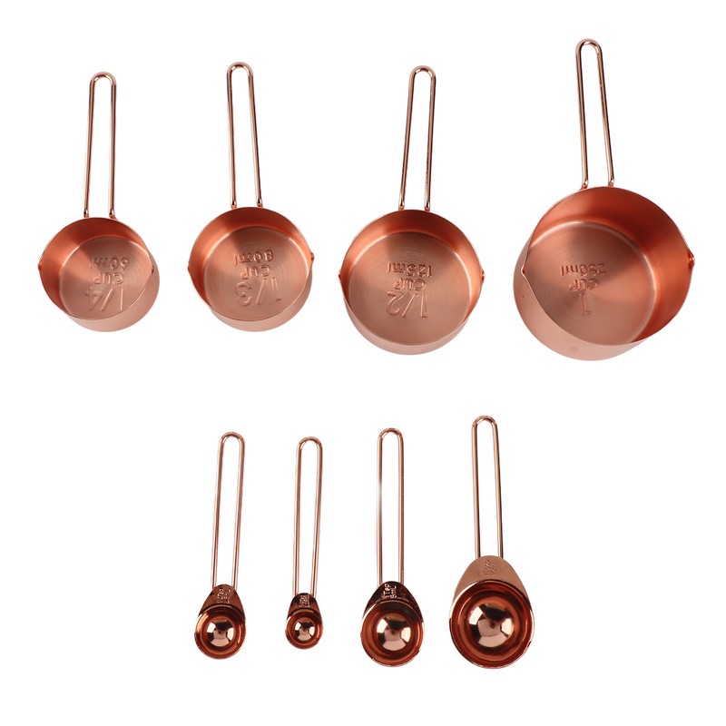 8Pcs Stainless Steel Measuring Cup Spoon Set with Scales Home