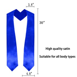 Gradois - Estola de graduación unisex para adultos, 60 pulgadas de largo, Azul Real, Talla única