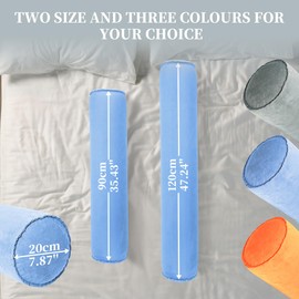 ONTYZZ Inflatable Long Body Pillow, Long Pillow for Bed, Oval Bolster Pillow for Good Sleeping and Back/Neck Support, 1pcs Blue