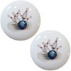 Set of 2 Bowling Sports Ceramic Cabinet Drawer Pull Knobs