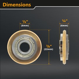 POWERTEC PRO Tungsten Carbide Scoring Wheel with Gold Titanium Coating - 22mm Tile Cutting Wheel with Screw for Manual Tile Cutters, Porcelain, Ceramic & Glass Tile (72089)