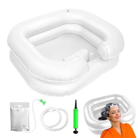 Hair Wash Basin for Bedridden, Inflatable Hair Wash Basin with Shower Bag, Shower Head & Pump, Portable Hair Washing in Bed with 1 m Drain Hose, for Pregnant Women, Injured Disabled People
