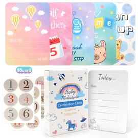 Baby Milestone Cards, Baby Gifts Newborn Cards, New Baby Gift for Boy or Girl with Day Week Month Year Age Cards, for New Parents Pregnancy Gifts and Keepsake（50pcs）