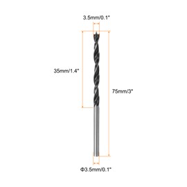 HARFINGTON 5pcs Brad Point Drill Bits 3.5mm(9/64") Dia Straight Steel Round Shank Drill Metric Brad Point 1.4" Drilling Depth Spiral Twist Drill Bits for Carpenter Woodworking Plastic Rubber