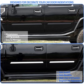 Body Side Door Molding Trim, Stainless Body Molding Insert Trim Kit Fit for Hummer H2 2003-2009, Car Door Protector Kit, 4PCS (Flat Style)