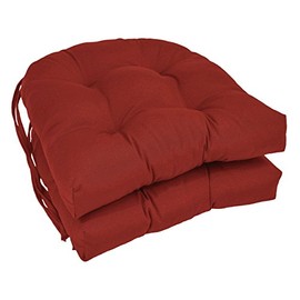 Blazing Needles 16-inch Twill Rounded Back Chair Cushion, 16" x 16", Ruby Red 2 Count