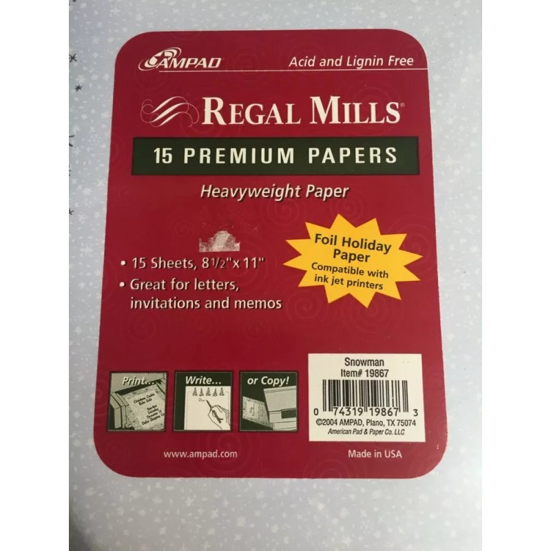 Unbranded Premium Snowman Print Copy Paper 30 Count Invitation Memos