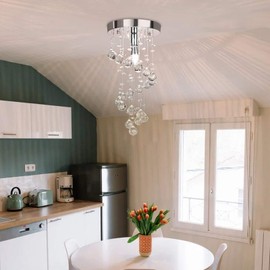 Elegant Spiral Flush Mount Chandelier, Modern Raindrop Chandelier Crystal Ball Chandeliers Fixture Pendant Ceiling Lamp Lighting Fixtures for Bedroom, Hallway, LivingRoom, D8''x H15.8'' of CRYSTOP