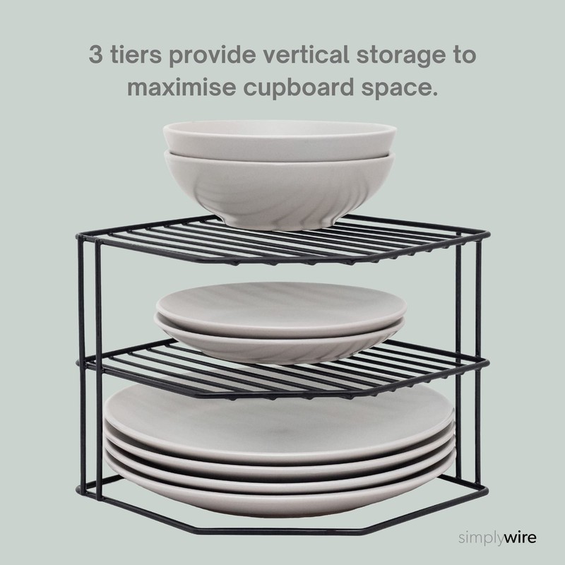 simplywire – 3 Tier Plate Rack - Kitchen Cupboard Organiser