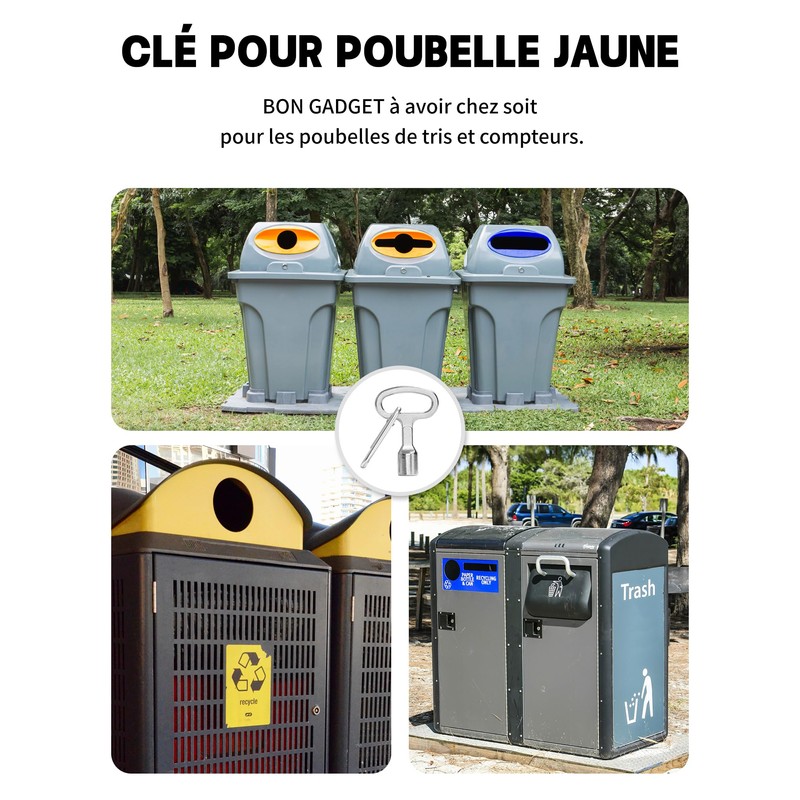 SOSALUK Triangle Trash Bin, Key Triangle for Bin, Yellow, Metal
